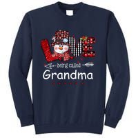 Love being called Grandma Snowman Christmas Red Plaid Xmas Tall Sweatshirt