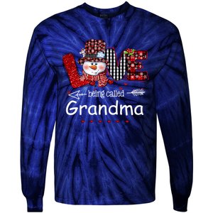 Love being called Grandma Snowman Christmas Red Plaid Xmas Tie-Dye Long Sleeve Shirt