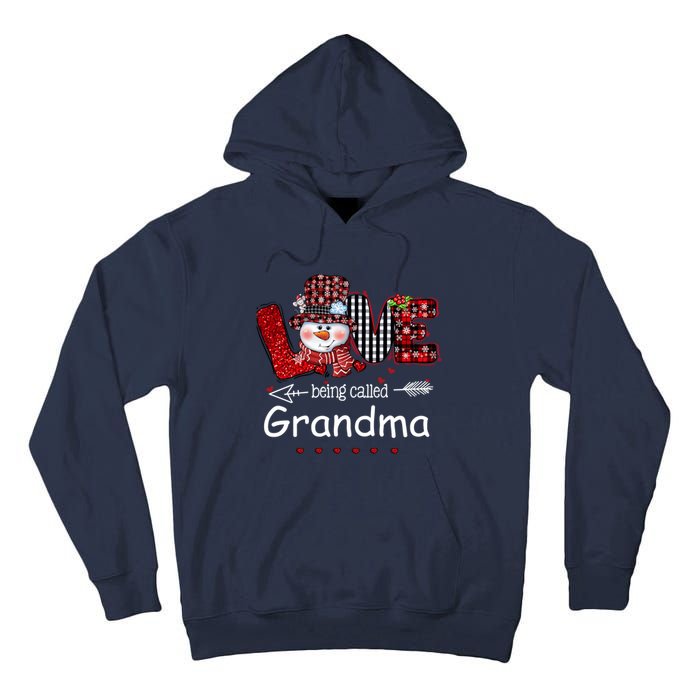 Love being called Grandma Snowman Christmas Red Plaid Xmas Tall Hoodie