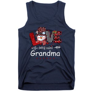 Love being called Grandma Snowman Christmas Red Plaid Xmas Tank Top