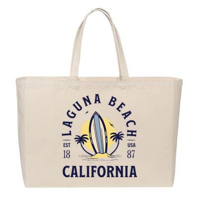 Laguna Beach California Surf Summer Vacation Vintage Cotton Canvas Jumbo Tote