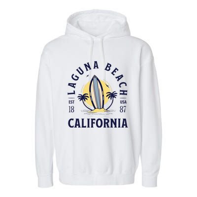 Laguna Beach California Surf Summer Vacation Vintage Garment-Dyed Fleece Hoodie