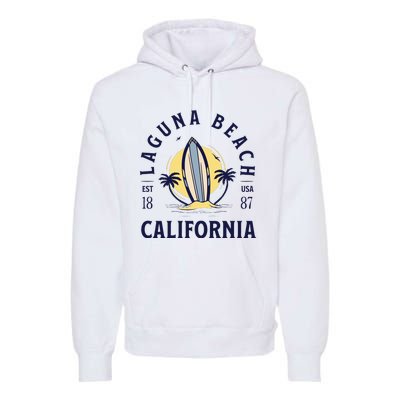 Laguna Beach California Surf Summer Vacation Vintage Premium Hoodie