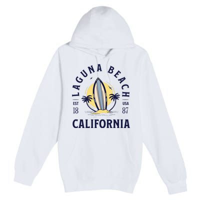 Laguna Beach California Surf Summer Vacation Vintage Premium Pullover Hoodie