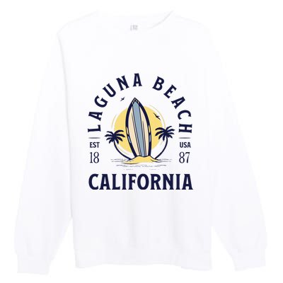 Laguna Beach California Surf Summer Vacation Vintage Premium Crewneck Sweatshirt