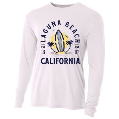 Laguna Beach California Surf Summer Vacation Vintage Cooling Performance Long Sleeve Crew