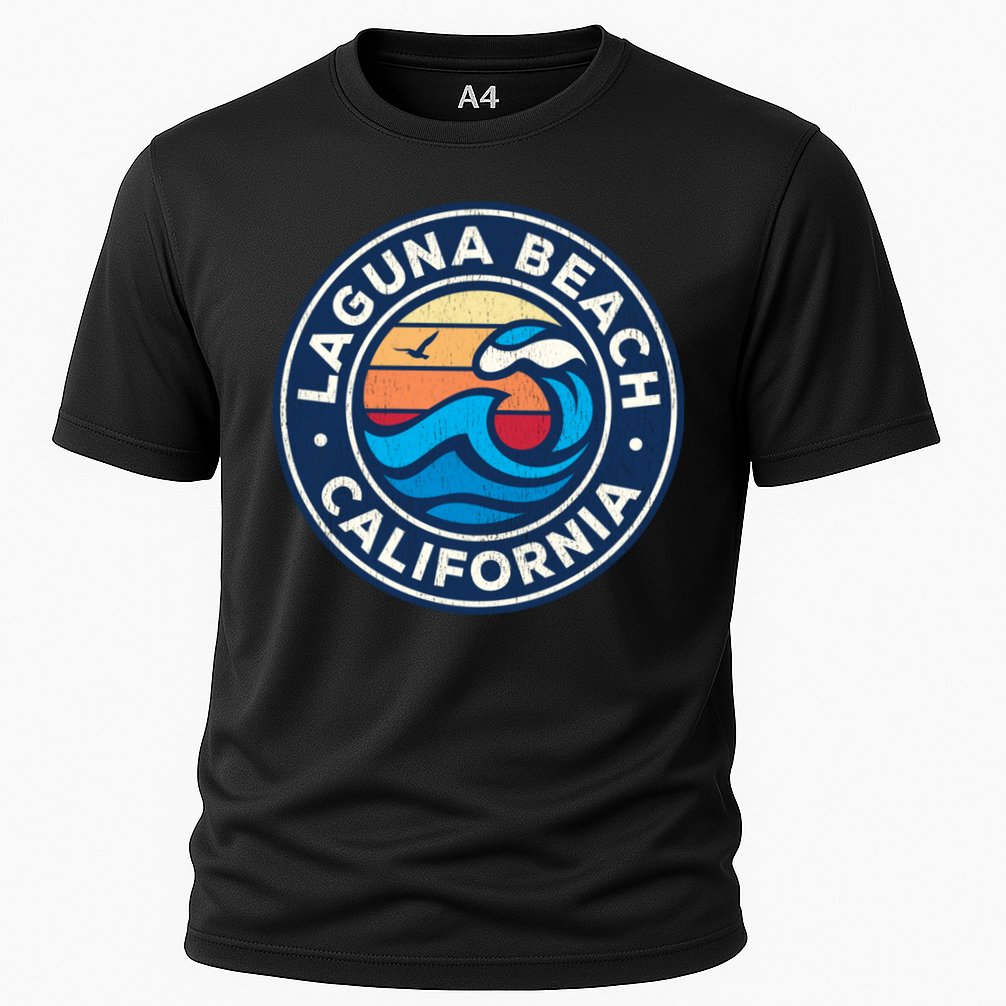 Laguna Beach California Ca Vintage Nautical Waves Design Performance Shirt