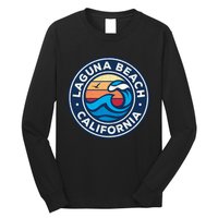 Laguna Beach California Ca Vintage Nautical Waves Design Long Sleeve Shirt