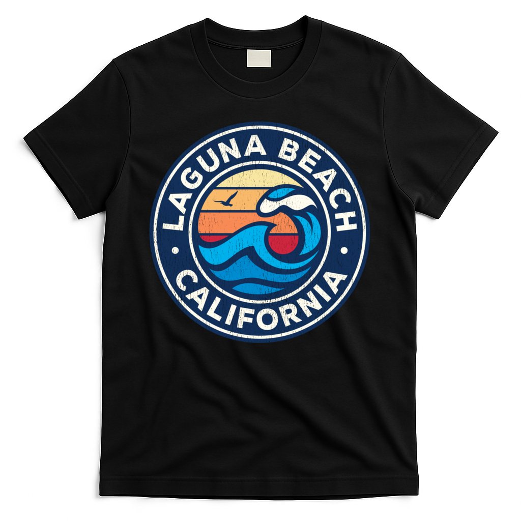 Laguna Beach California Ca Vintage Nautical Waves Design T-Shirt