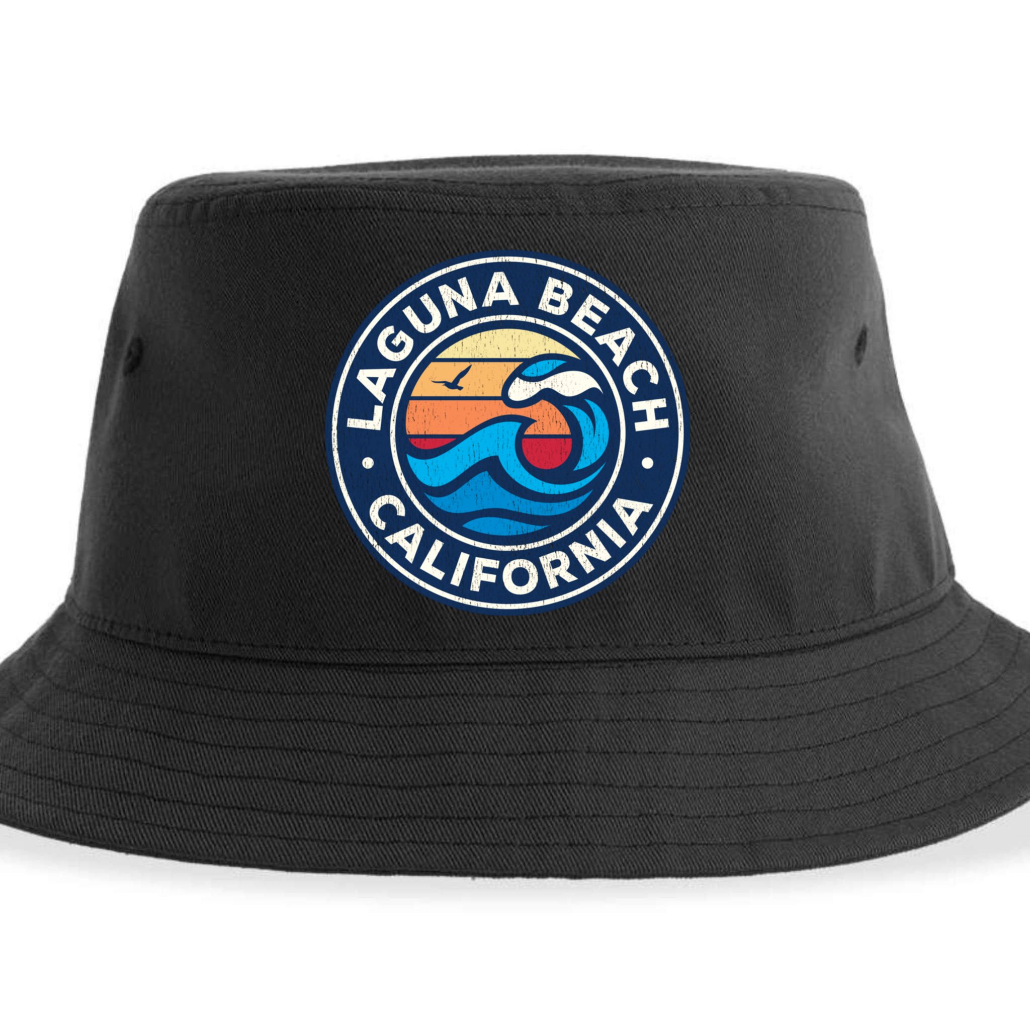 Laguna Beach California Ca Vintage Nautical Waves Design Sustainable Bucket Hat
