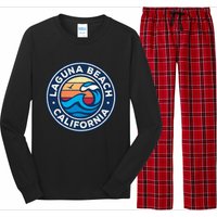 Laguna Beach California Ca Vintage Nautical Waves Design Long Sleeve Pajama Set