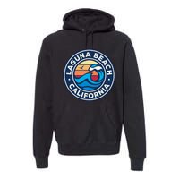 Laguna Beach California Ca Vintage Nautical Waves Design Premium Hoodie