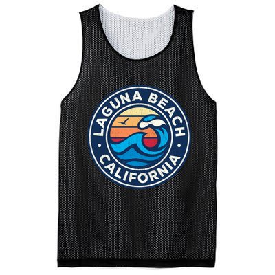 Laguna Beach California Ca Vintage Nautical Waves Design Mesh Reversible Basketball Jersey Tank