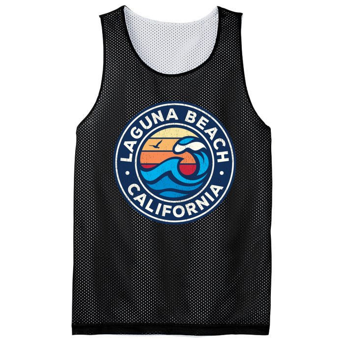 Laguna Beach California Ca Vintage Nautical Waves Design Mesh Reversible Basketball Jersey Tank