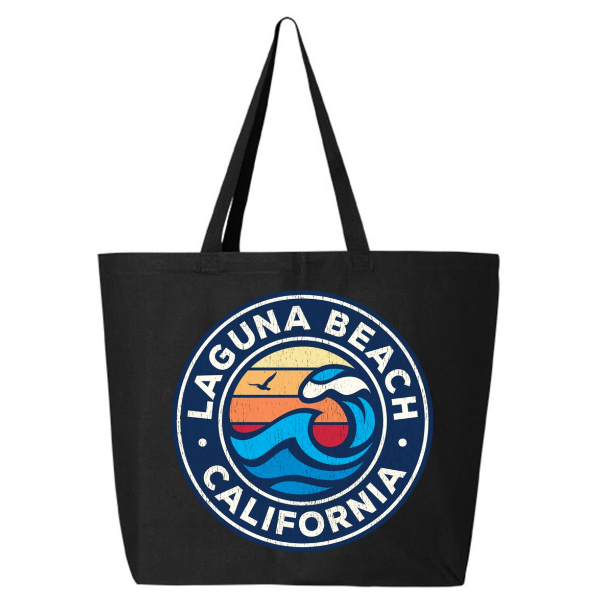 Laguna Beach California Ca Vintage Nautical Waves Design 25L Jumbo Tote