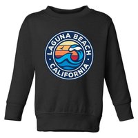 Laguna Beach California Ca Vintage Nautical Waves Design Toddler Sweatshirt