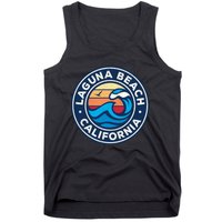 Laguna Beach California Ca Vintage Nautical Waves Design Tank Top