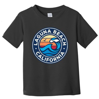 Laguna Beach California Ca Vintage Nautical Waves Design Toddler T-Shirt