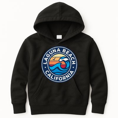 Laguna Beach California Ca Vintage Nautical Waves Design Kids Hoodie