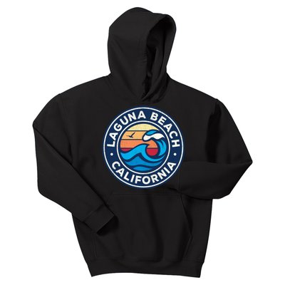 Laguna Beach California Ca Vintage Nautical Waves Design Kids Hoodie