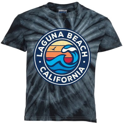 Laguna Beach California Ca Vintage Nautical Waves Design Kids Tie-Dye T-Shirt