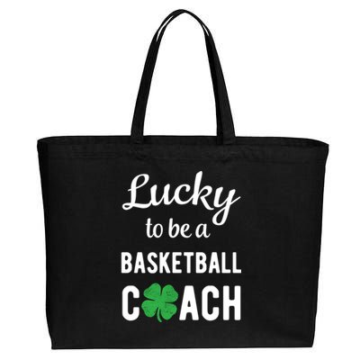 Lucky Basketball Coach Funny Irish St Patricks Day Gift Cotton Canvas Jumbo Tote