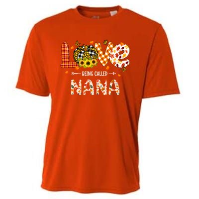 Love Being Called Nana Leopard Plaid Pumpkin Thanksgiving Gift Cooling Performance Crew T-Shirt