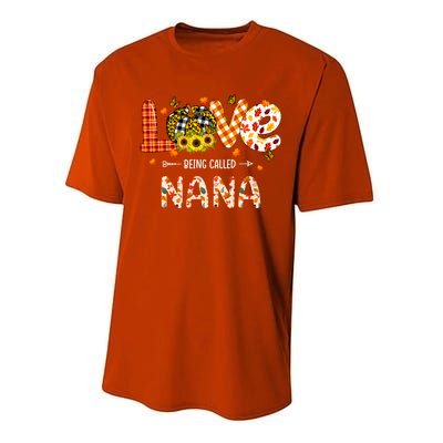 Love Being Called Nana Leopard Plaid Pumpkin Thanksgiving Gift Performance Sprint T-Shirt