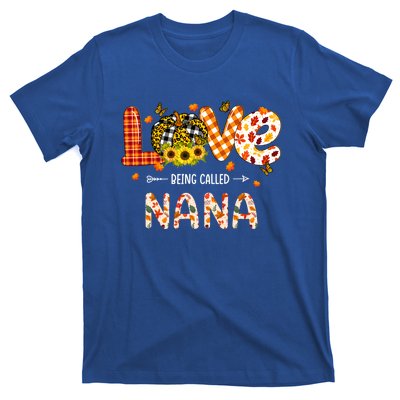 Love Being Called Nana Leopard Plaid Pumpkin Thanksgiving Gift T-Shirt