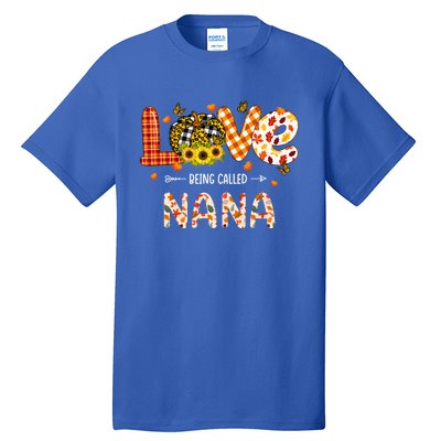 Love Being Called Nana Leopard Plaid Pumpkin Thanksgiving Gift Tall T-Shirt