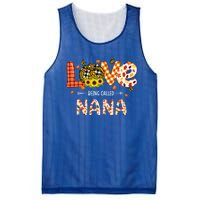 Love Being Called Nana Leopard Plaid Pumpkin Thanksgiving Gift Mesh Reversible Basketball Jersey Tank