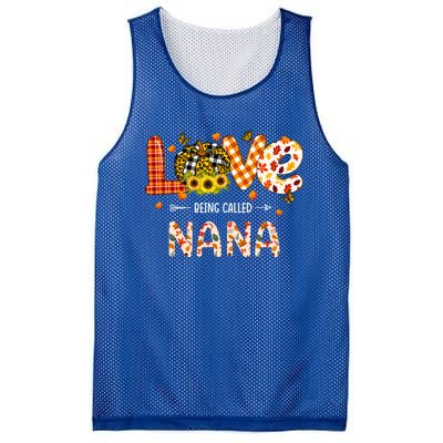 Love Being Called Nana Leopard Plaid Pumpkin Thanksgiving Gift Mesh Reversible Basketball Jersey Tank