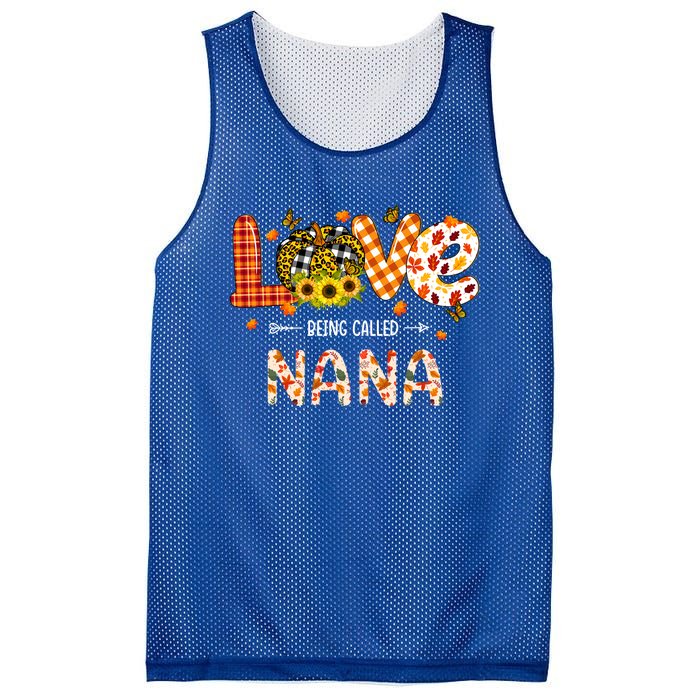 Love Being Called Nana Leopard Plaid Pumpkin Thanksgiving Gift Mesh Reversible Basketball Jersey Tank