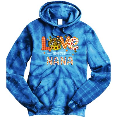 Love Being Called Nana Leopard Plaid Pumpkin Thanksgiving Gift Tie Dye Hoodie