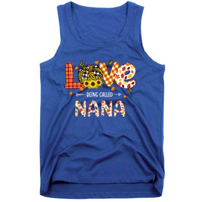 Love Being Called Nana Leopard Plaid Pumpkin Thanksgiving Gift Tank Top