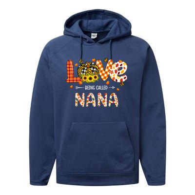 Love Being Called Nana Leopard Plaid Pumpkin Thanksgiving Gift Performance Fleece Hoodie