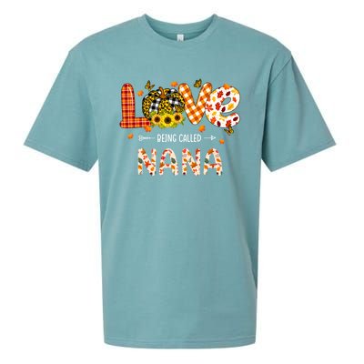 Love Being Called Nana Leopard Plaid Pumpkin Thanksgiving Gift Sueded Cloud Jersey T-Shirt