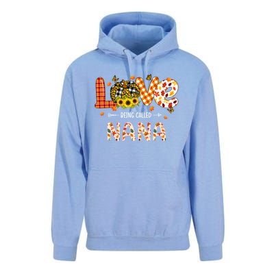 Love Being Called Nana Leopard Plaid Pumpkin Thanksgiving Gift Unisex Surf Hoodie