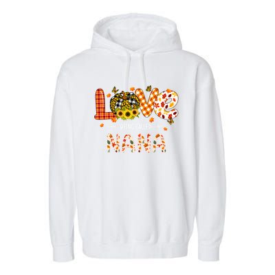 Love Being Called Nana Leopard Plaid Pumpkin Thanksgiving Gift Garment-Dyed Fleece Hoodie