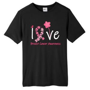 Love Breast Cancer Awareness Flower Ribbon Tall Fusion ChromaSoft Performance T-Shirt