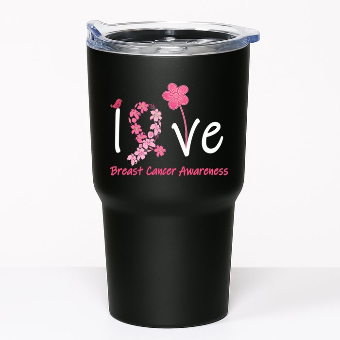 Love Breast Cancer Awareness Flower Ribbon Tumbler