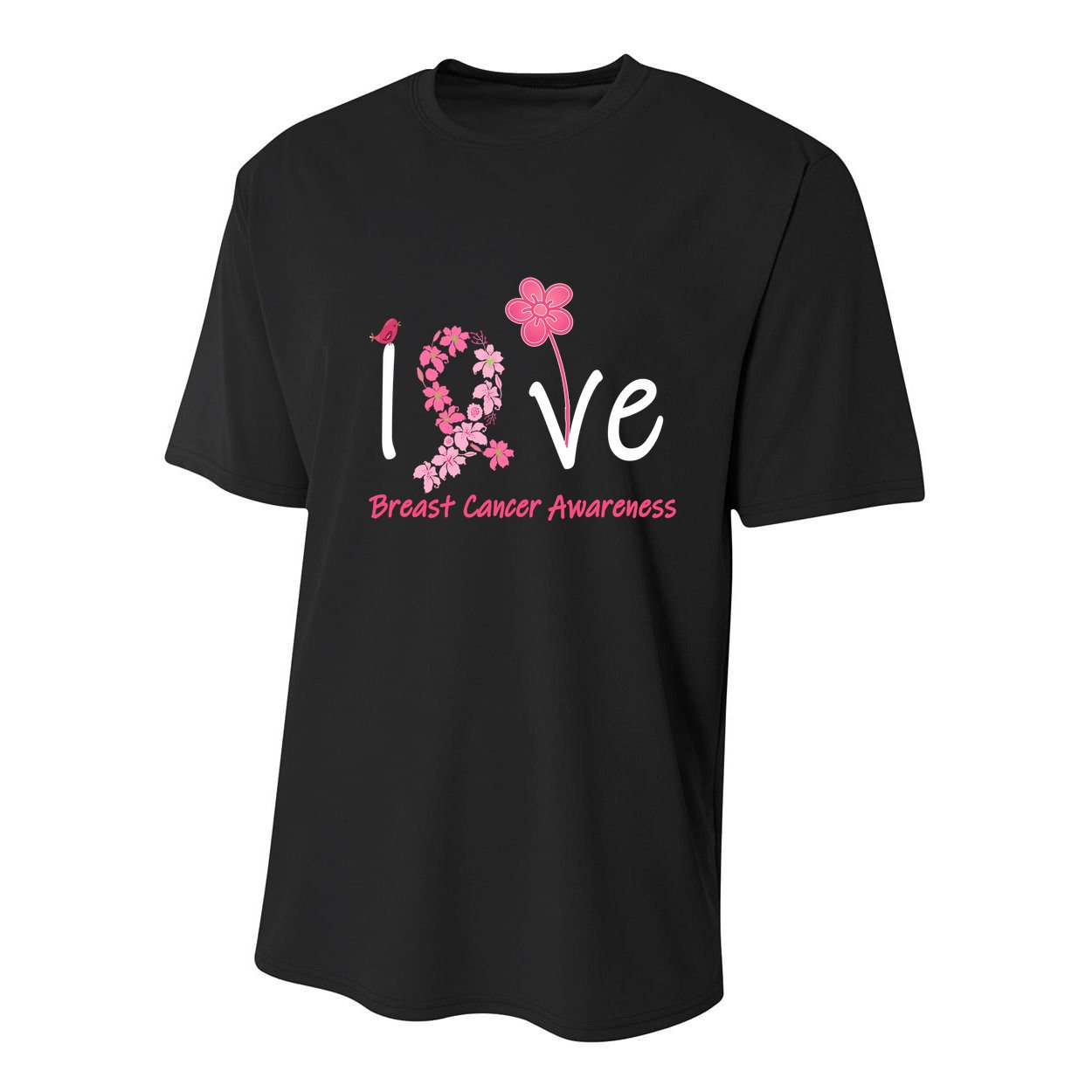 Love Breast Cancer Awareness Flower Ribbon Youth Performance Sprint T-Shirt