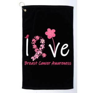 Love Breast Cancer Awareness Flower Ribbon Platinum Collection Golf Towel