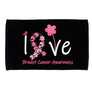 Love Breast Cancer Awareness Flower Ribbon Microfiber Hand Towel