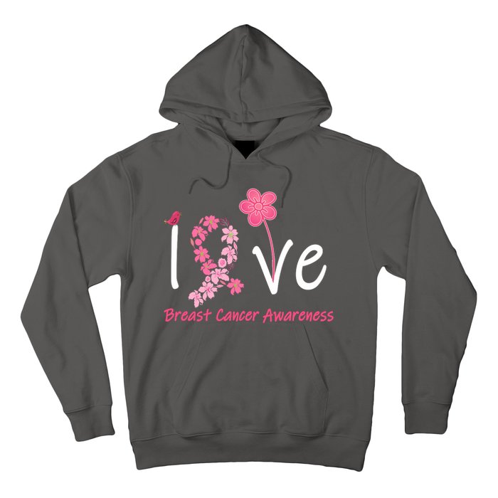 Love Breast Cancer Awareness Flower Ribbon Hoodie