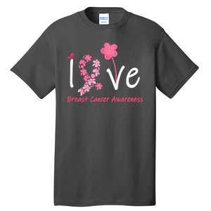 Love Breast Cancer Awareness Flower Ribbon Tall T-Shirt