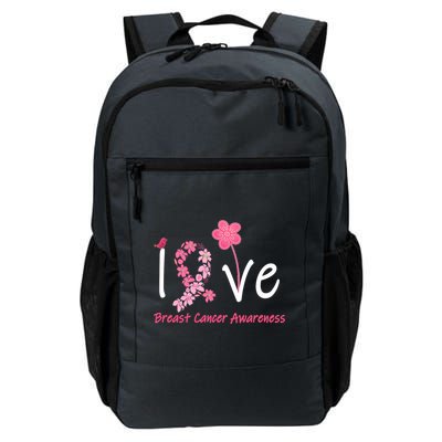 Love Breast Cancer Awareness Flower Ribbon Backpack