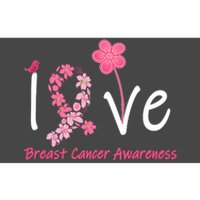 Love Breast Cancer Awareness Flower Ribbon Bumper Sticker