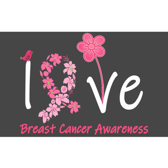 Love Breast Cancer Awareness Flower Ribbon Bumper Sticker