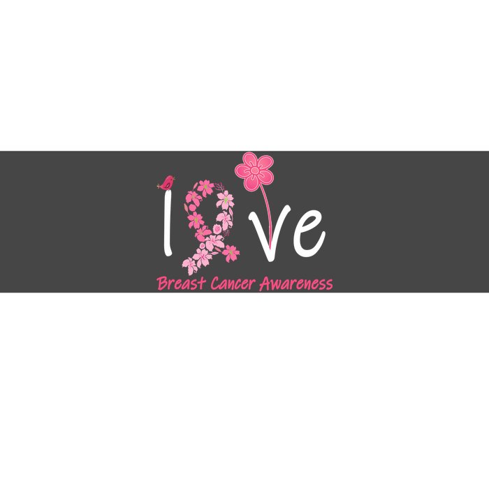 Love Breast Cancer Awareness Flower Ribbon Bumper Sticker